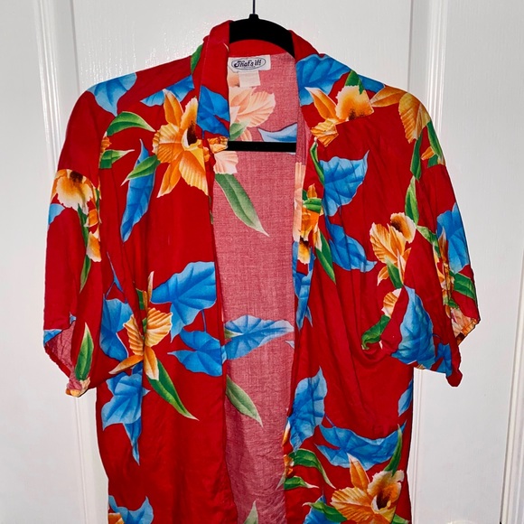Tops - red hawaiian button up
